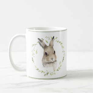 Woodland Animals Bunny Greenery Watercolor Cute Coffee Mug