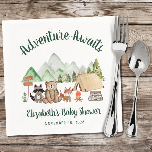 Woodland Animals Camping Adventure Baby Shower Napkin
