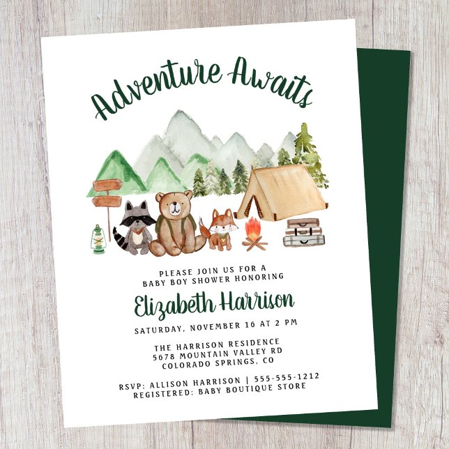 Woodland Animals Camping Baby Shower Invitation (Creator Uploaded)
