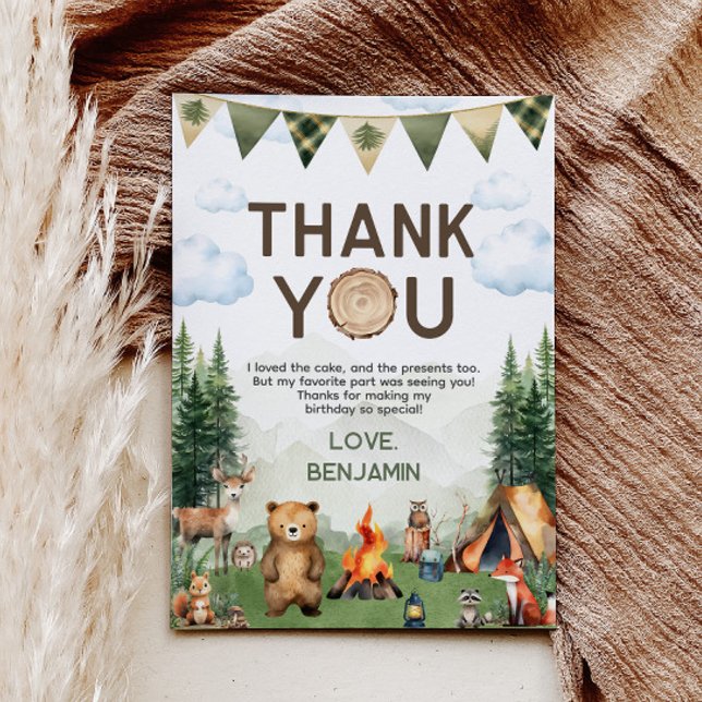 Woodland Animals Camping Birthday Thank You Card (Woodland Animals Camping Birthday Thank You Card
)