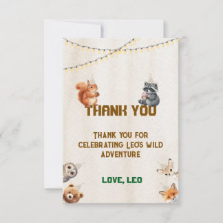 Woodland Animals Camping Wild Adventure Thank You  Card
