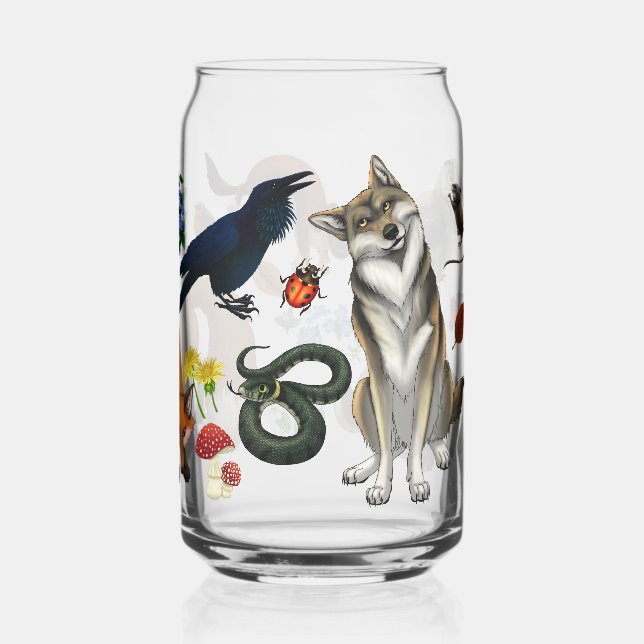 Woodland Animals can glass (Back)