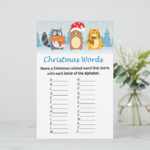 Woodland animals christmas alphabet words game