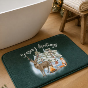 Woodland Animals Christmas Bath Mat
