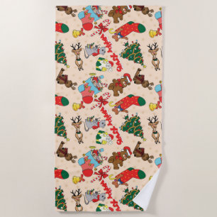 Woodland Animals  Christmas Beach Towel