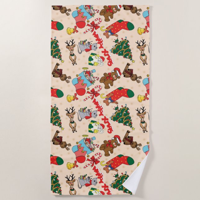 Woodland Animals  Christmas Beach Towel (Front)