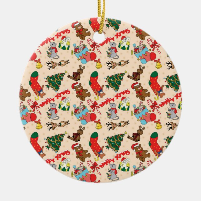 Woodland Animals  Christmas Ceramic Tree Decoration (Front)