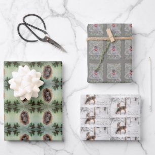 Woodland Animals Christmas Deer Owl Baby Squirrels Wrapping Paper Sheet