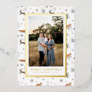 Woodland Animals Christmas Holiday Photo Card