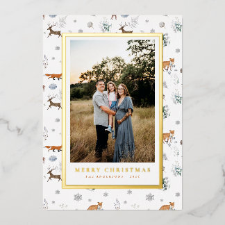 Woodland Animals Christmas Holiday Photo Card