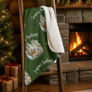 Woodland Animals Christmas Medium Sherpa Blanket