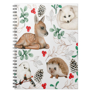 Woodland animals Christmas pattern Nordic  Notebook