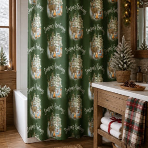 Woodland Animals Christmas Shower Curtain