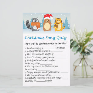 Woodland animals christmas song quiz game