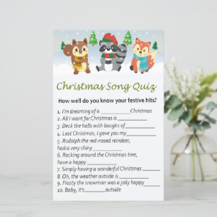 Woodland animals christmas song quiz game