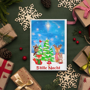 Woodland Animals Christmas Tree Stille Nacht Holiday Card
