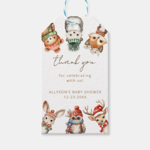 Woodland animals Christmas winter baby shower Gift Tags