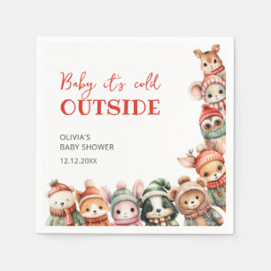 Woodland Animals Christmas Winter Baby Shower Napkin
