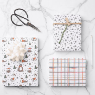 Woodland Animals Christmas Wrapping Paper Sheet