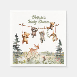 Woodland Animals Clothesline Forest Baby Shower Napkin