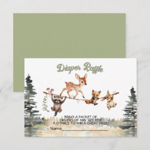 Woodland Animals Clothesline Forest Diaper Raffle Invitation