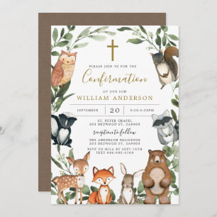 Woodland Animals Confirmation Invitation
