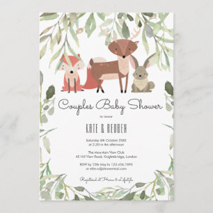 Woodland Animals Couples Baby Shower / Sprinkle Invitation