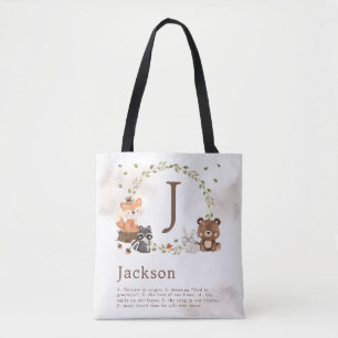 Woodland Animals Custom Monogram Poster Tote Bag