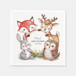 Woodland Animals Cute Baby Shower Napkin