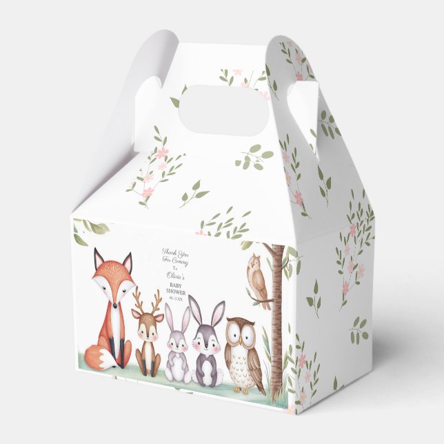 Woodland Animals Cute Baby Shower Thank You Favour Box (Front Side)