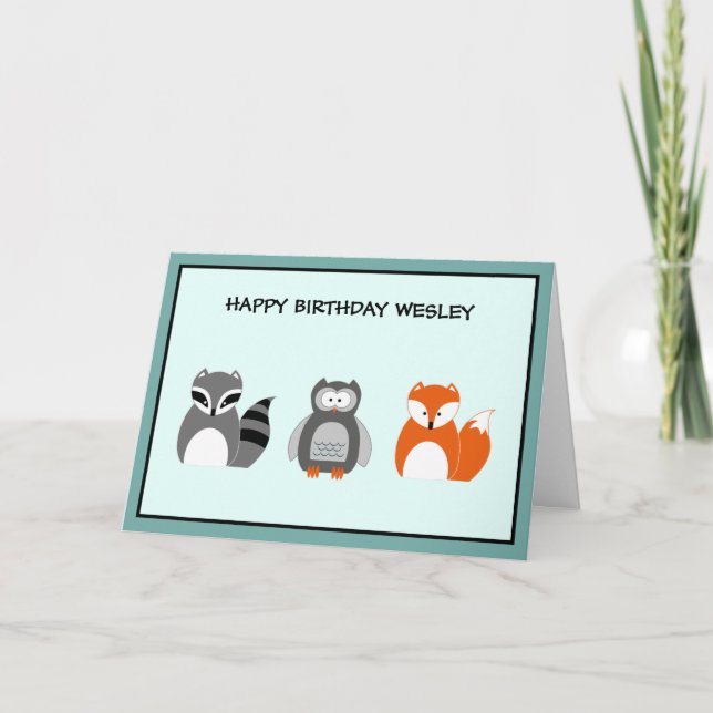 Woodland Animals Cute Birthday Card (Front)
