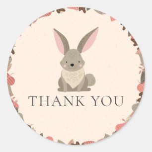 Woodland Animals Cute Bunny Thank You Classic Round Sticker