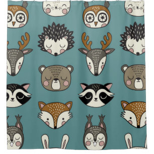 Woodland Animals Cute Vintage Pattern Shower Curtain