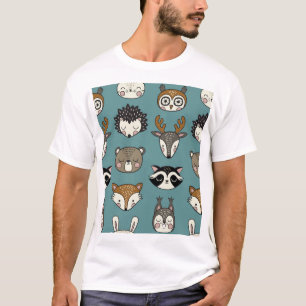 Woodland Animals Cute Vintage Pattern T-Shirt