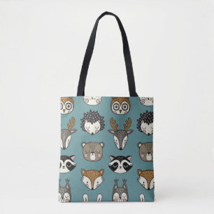 Woodland Animals Cute Vintage Pattern Tote Bag