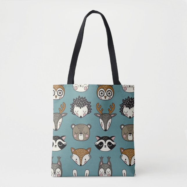 Woodland Animals Cute Vintage Pattern Tote Bag (Front)