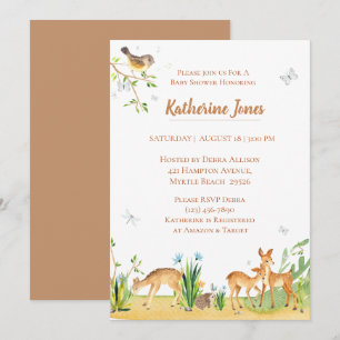 Woodland Animals Deer Baby Shower Invitation