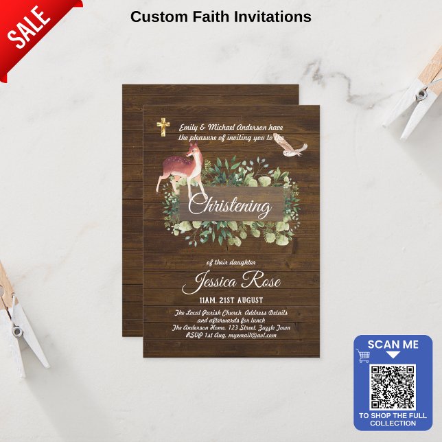 Woodland Animals Deer Christening Invite Baptism  (Creator Uploaded)