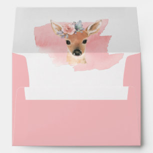 Woodland Animals Deer Watercolor Script Baby Envelope