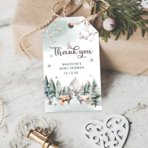 Woodland Animals Deer Winter Baby Shower Thank You Gift Tags