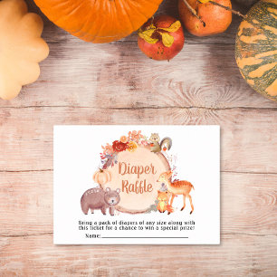 Woodland Animals Diaper Raffle Autumn Baby Shower Enclosure Card