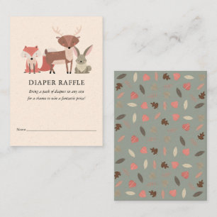 Woodland Animals Diaper Raffle Baby Shower Enclosure Card