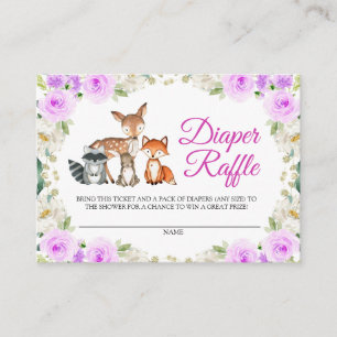 Woodland Animals Diaper Raffle Card