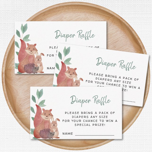 Woodland Animals Diaper Raffle Enclosure Card (Creator Uploaded)