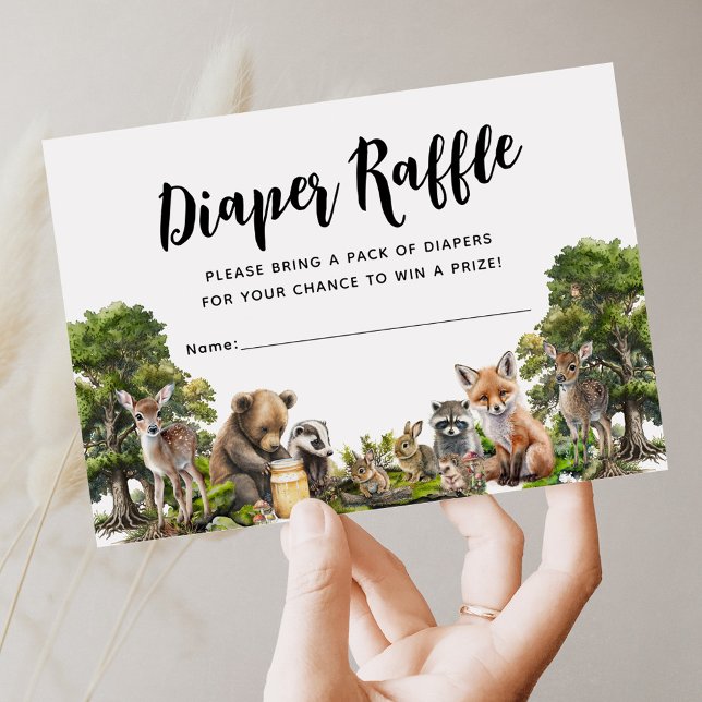 Woodland Animals Diaper Raffle Enclosure Card (Creator Uploaded)
