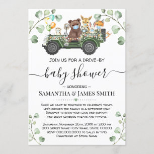 Woodland Animals Drive Through Baby Shower Invitation