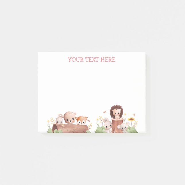 Woodland Animals Edible Post It Notes Happy Face (Front)