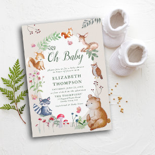 Woodland Animals Enchanted Woods Cute Baby Shower Invitation