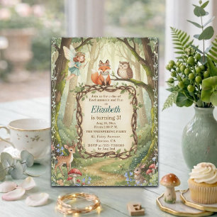 Woodland Animals Fairy 3rd Birthday Party Invitation