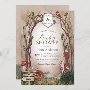 Woodland Animals Fall Autumn Forest Baby Shower Invitation